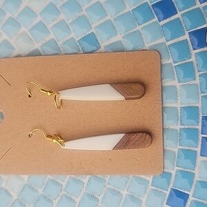 Boho minimalist resin and wood earrings